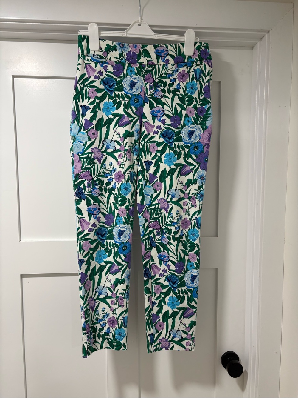 Talbots Floral Straight-Leg Pants in Blue, Purple & Green